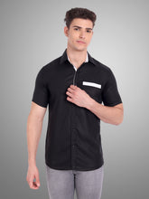 Mens Casual Half Sleeve Silver Button Shirt